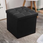 Pouf de rangement pouf en simili cuir pliable repose - pieds carr�s tabourets table basse cube repose ...