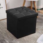 Pouf de rangement pouf en simili cuir pliable repose - pieds carrs tabourets table basse cube repose ...
