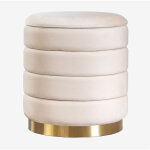 Sklum - pouf de rangement en velours bradford blanc cass