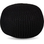 Pouf relaxdays, tricot�, hxp : 33 x 46 cm, rembourrage en polystyr�ne, coussin de sol rond, tabouret ...