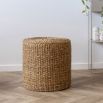 Pouf rond 40x40 cm en fils de jute tiss�s naturel