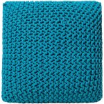 Pouf rond en coton bleu marine  billes de polystyrne coussin intrieur conrad