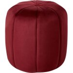 Pouf rond moderne en velours glamour salon chambre � coucher rouge fonc� selby