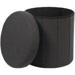 Pouf rond roundo avec rangement, noir