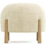 Privatefloor - pouf rond tapiss� en velours c�tel� avec pieds en bois naturel - marrakesh ivoire