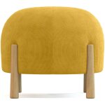 Privatefloor - pouf rond tapiss� en velours c�tel� avec pieds en bois naturel - marrakesh moutarde