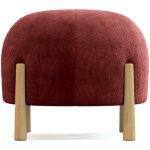 Privatefloor - pouf rond tapiss� en velours c�tel� avec pieds en bois naturel - marrakesh vin