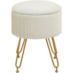 Pouf rond en tissu coffre rangement caché bout de lit 40x48cm petite table basse pour le salon la chambre ... Pouf rond en tissu coffre rangement caché bout de lit 40x48cm petite table basse pour le salon la chambre ...