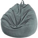 Pouf salon adulte 100x120 cm sans remplissage, housse velours c�tel� int�rieur / ext�rieur gris pour ...
