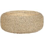 Pouf tiss� main rond ottoman en herbes marines et jacinthe d'eau 50 cm backan