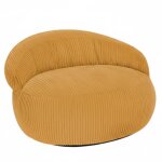 Pouf xxl d�houssable en velours c�tel� bananair 110x100 cm jaune moutarde