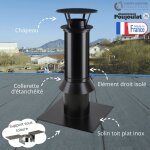 Poujoulat - kit sortie toit plat therminox diamtre 150 couleur du conduit finition noir mat