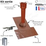 Poujoulat - kit sortie de toit tuile rouge concentrique pgi pente 15  30 degrs diamtre conduit concentrique ...