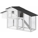 Poulailler en bois avec enclos - 4 poules - l. 173 x p. 64 x h. 108 cm - blanc - levas