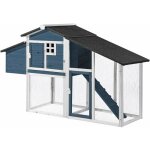 Poulailler en bois avec enclos - 4 poules - l. 173 x p. 64 x h. 108 cm - bleu et blanc - levas Poulailler en bois avec enclos - 4 poules - l. 173 x p. 64 x h. 108 cm - bleu et blanc - levas