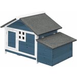 Poulailler en bois avec pondoir - 2 poules - l. 106 x p. 64 x h. 71 cm - bleu et blanc - anser