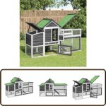 Poulailler gris 186, 5x58, 5x113 cm bois massif de pin - poulailler - abri animal - coop poule - maison ...