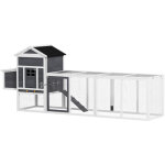 Poulailler - pawhut - avec pondoir, niche s�par�e, plusieurs portes, bac amovible - pour 3 � 6 poulets ...