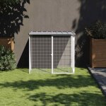 Poulailler avec toit enclos cage  poules gris clair 103x98x90 cm acier galvanis 29499