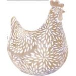 Poule d�co linda h. 20cm r�sine beige - atmosphera cr�ateur d'int�rieur
