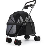 Poussette pour animaux de compagnie, poussette d'ext�rieur, pliable, 75�49�94 cm, noir.