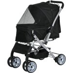 Poussette buggy pliable chien chat panier et sac de rangement attaches s�curit� housse r�glable poign�e ...