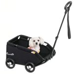 Poussette pour chien - pawhut - pliable - � 4 roues - avec tige de pouss�e r�glable - pour chiens miniatures ...