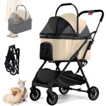 Magicfox - poussette pour chien pliable - animaux chariot à 4 roues avec structure en acier au carbone, ... Magicfox - poussette pour chien pliable - animaux chariot à 4 roues avec structure en acier au carbone, ...