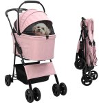 Poussette pliante pour animaux r�glable rose 81 x 47 x 99 cm vidaxl