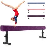 Poutre de gymnastique de 226 cm, barre de gymnastique hauteur r�glable � 3 niveaux avec pieds et roues ...