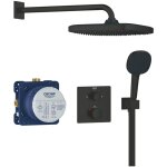 Grohe - set de douche avec thermostat encastr�, corps d'encastrement, 25x25 cm, 2 jets, noir mat 348822430 ...