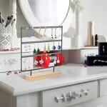 Pr�sentoir boucles oreilles bois 3 niveaux, support clous, plateau d�coratif bijoux