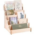 Pr�sentoir pour cartes de v?ux � 5 niveau, pr�sentoir carte en bois postale pr�sentoirs portables support ...