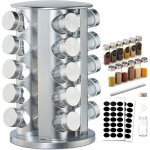 Pr�sentoir � �pices, 360��tag�res rotatives, 430 acier inoxydable carrousel, support de stockage d'�pices, ...