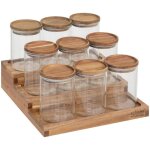 5five simply smart - pr�sentoir � �pices harmony avec lot de 9 bocaux en acacia - 5five