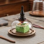 Prsentoir  gteaux avec base en verre et dme, plateau de prsentation pour gteaux, pain, beurre, ...