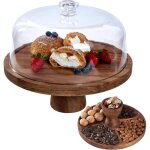 Pr�sentoir � g�teaux avec couvercle, pr�sentoir � g�teaux rond polyvalent de 30 cm, ensemble de pr�sentation ...