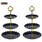 Pr�sentoir � g�teaux - non sp�cifi� - lot de 2 - 3 niveaux - r�utilisable - noir