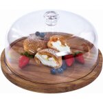 Prsentoir  gteaux rond en bois d'acacia de 30 cm, ensemble de prsentation de desserts 2 en 1 pour ...