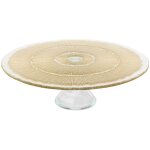 Pr�sentoir � g�teau en verre  celeste  33cm dor�