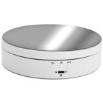 Pr�sentoir rotatif �lectrique � 3 vitesses, plateau tournant � 360� pour bijoux, blanc avec surface miroir. ...