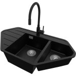 Primagran - evier d'angle en granit 90x50cm, lavabo cuisine 1, 5 bacs + kit de vidage + accessoire, Évier ... Primagran - evier d'angle en granit 90x50cm, lavabo cuisine 1, 5 bacs + kit de vidage + accessoire, Évier ...