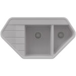 Primagran evier d'angle en granit 90x50cm, lavabo cuisine 1, 5 bacs + kit de vidage, �vier � encastrer ...