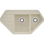 Primagran evier d'angle en granit 90x50cm, lavabo cuisine 1, 5 bacs + kit de vidage, Évier à encastrer ... Primagran evier d'angle en granit 90x50cm, lavabo cuisine 1, 5 bacs + kit de vidage, Évier à encastrer ...