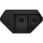 Primagran - evier d'angle en granit 90x50cm, lavabo cuisine 1, 5 bacs + kit de vidage, Évier à encastrer ... Primagran - evier d'angle en granit 90x50cm, lavabo cuisine 1, 5 bacs + kit de vidage, Évier à encastrer ...