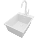 Primagran evier cuisine en granit 38x50cm, lavabo 1 bac + robinet 32x20cm + kit de vidage, �vier � encastrer ...