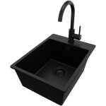 Primagran - evier cuisine en granit 38x50cm, lavabo 1 bac + robinet 32x20cm + kit de vidage, Évier à ... Primagran - evier cuisine en granit 38x50cm, lavabo 1 bac + robinet 32x20cm + kit de vidage, Évier à ...