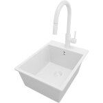 Primagran - evier cuisine en granit 38x50cm, lavabo 1 bac + robinet 40x20cm + kit de vidage, �vier � ...