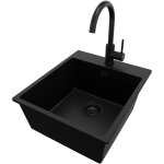 Primagran - evier cuisine en granit 43x50cm, lavabo 1 bac + robinet 32x20cm + kit de vidage, �vier � ...