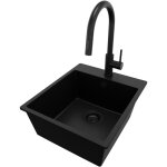 Primagran - evier cuisine en granit 43x50cm, lavabo 1 bac + robinet 40x20cm + kit de vidage, �vier � ...
